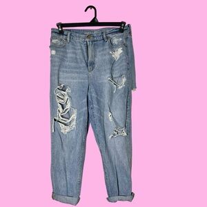 American Eagle Outfitters Women's Light Blue Baggy Jeans